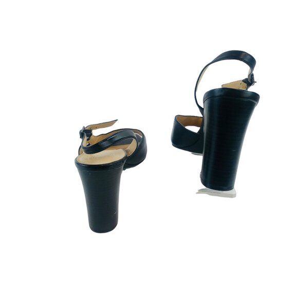 Mootsies Tootsies Strappy  Leather D,orsay Chunky Heels Black 1 EUC - Picture 8 of 9